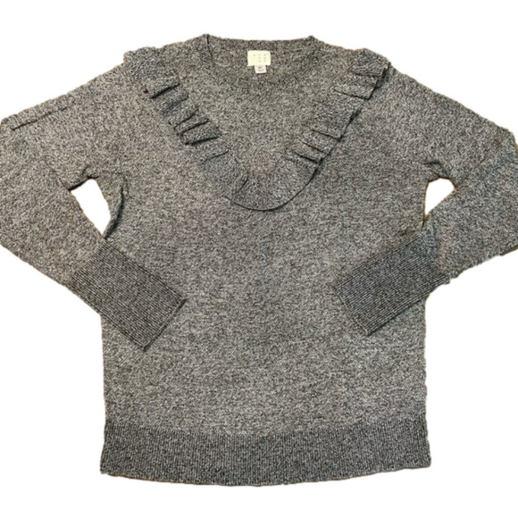 a new day Sweaters - A New Day knit marled gray ruffle sweater